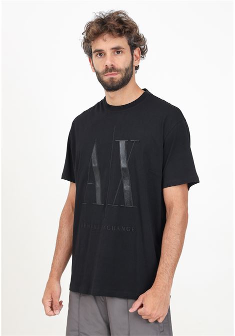 T-shirt a manica corta nera da uomo con ricamo logo AX ARMANI EXCHANGE | 8NZTPQZJH4Z5237